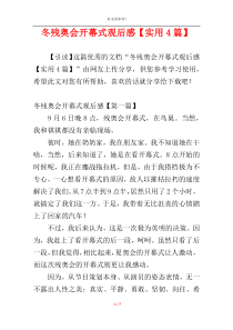 冬残奥会开幕式观后感【实用4篇】