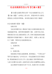 社会实践报告怎么写【汇编4篇】