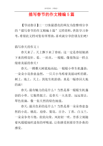 描写春节的作文精编5篇