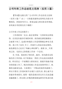 公司年终工作总结范文范例（实用3篇）