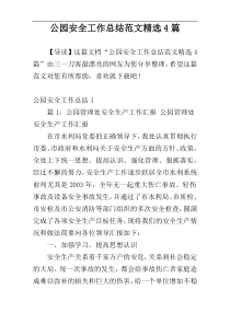 公园安全工作总结范文精选4篇