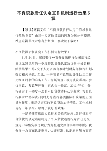 不良贷款责任认定工作机制运行效果5篇