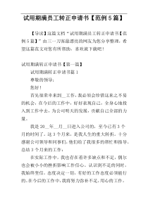 试用期满员工转正申请书【范例5篇】