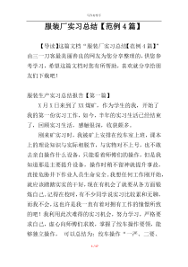 服装厂实习总结【范例4篇】