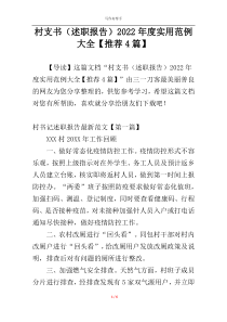 村支书（述职报告）2022年度实用范例大全【推荐4篇】