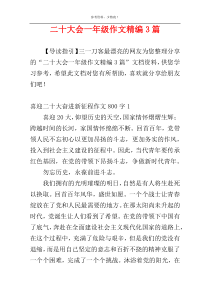 二十大会一年级作文精编3篇