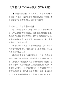 实习期个人工作总结范文【范例8篇】