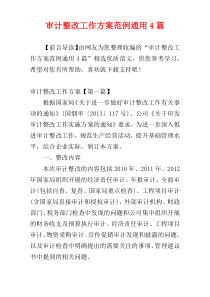 审计整改工作方案范例通用4篇