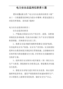 电力安全总监岗位职责5篇