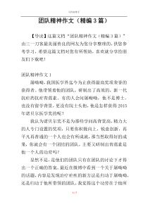 团队精神作文（精编3篇）