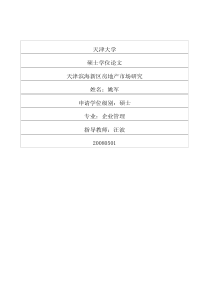 天津滨海新区房地产市场研究