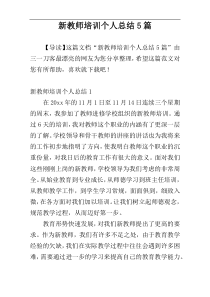 新教师培训个人总结5篇