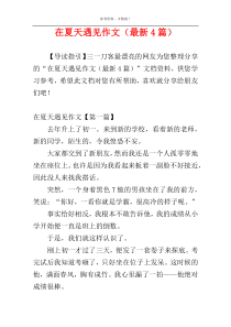在夏天遇见作文（最新4篇）