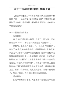 双十一活动方案(案例)精编3篇