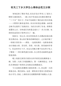 有关三下乡大学生心得体会范文示例