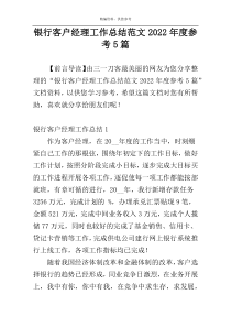 银行客户经理工作总结范文2022年度参考5篇