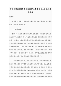 领导干部在2021年全区纪律检查委员会全会上的报告文稿