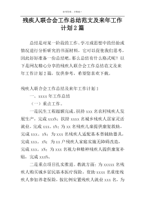 残疾人联合会工作总结范文及来年工作计划2篇