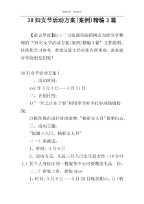 38妇女节活动方案(案例)精编3篇