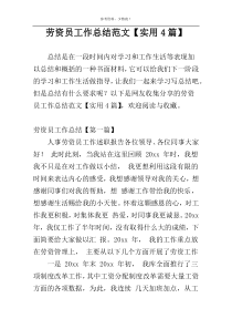 劳资员工作总结范文【实用4篇】