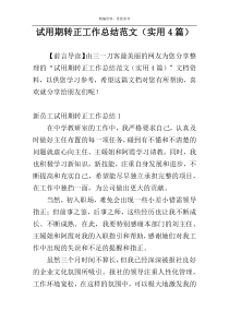 试用期转正工作总结范文（实用4篇）