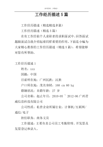 工作经历描述5篇
