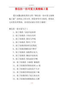 微信拍一拍可爱文案精编2篇