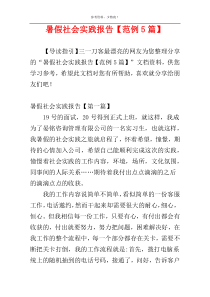 暑假社会实践报告【范例5篇】