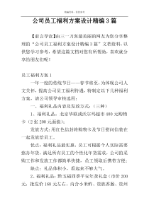公司员工福利方案设计精编3篇