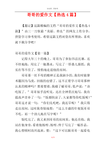 哥哥的爱作文【热选4篇】