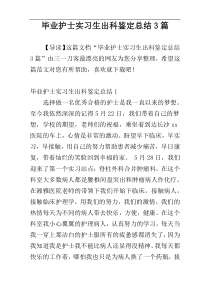 毕业护士实习生出科鉴定总结3篇