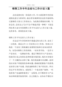 销售工作半年总结与工作计划3篇