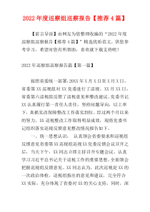 巡察组巡察报告2022年度【推荐4篇】