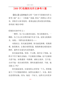 [600字]收集阳光作文参考5篇