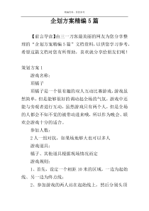 企划方案精编5篇