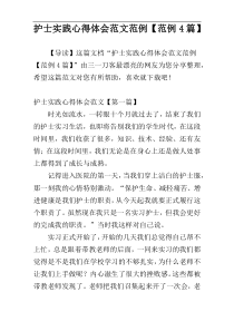 护士实践心得体会范文范例【范例4篇】