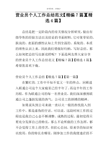 营业员个人工作总结范文【精编7篇】【精选4篇】