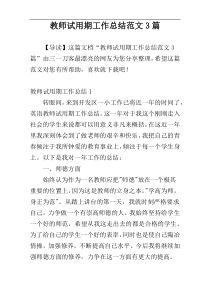 教师试用期工作总结范文3篇