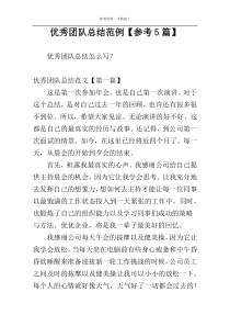 优秀团队总结范例【参考5篇】
