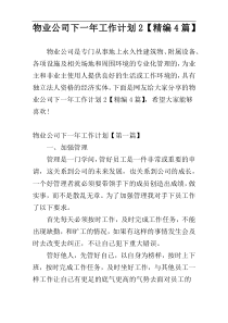 物业公司下一年工作计划2【精编4篇】