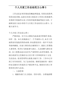 个人月度工作总结范文心得5