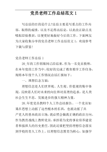 党员老师工作总结范文1