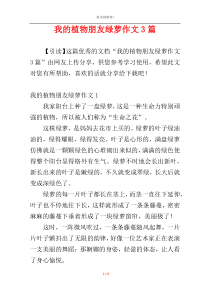 我的植物朋友绿萝作文3篇