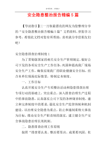 安全隐患整治报告精编5篇
