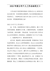 2022年度公司个人工作总结范文5