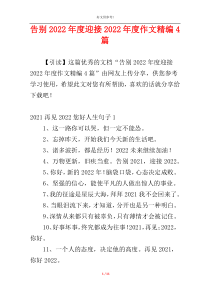 告别2022年度迎接2022年度作文精编4篇