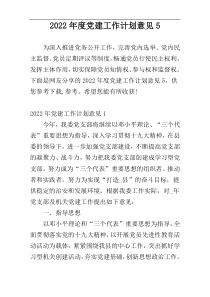 2022年度党建工作计划意见5