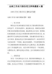 出纳工作实习报告范文样例最新4篇