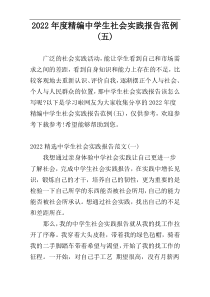 2022年度精编中学生社会实践报告范例(五)