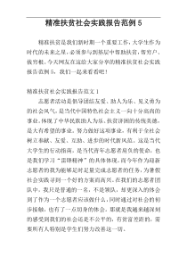 精准扶贫社会实践报告范例5